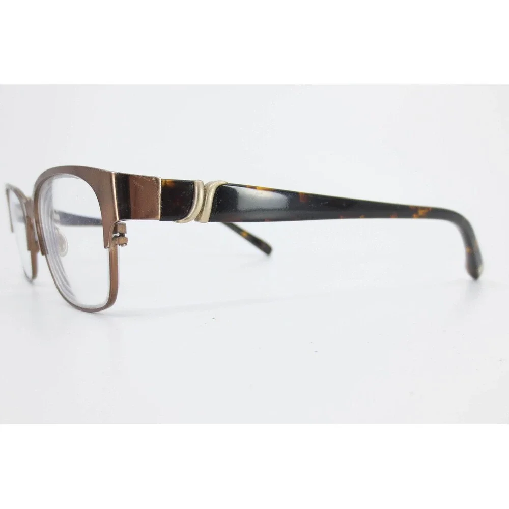 Salvatore Ferragamo Bronze Tortoise Eyeglass Frames Rectangular 35400